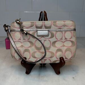 Coach Wristlet Wallet Y2K Jacquard Signature Lurex Logo Oversized Clutch